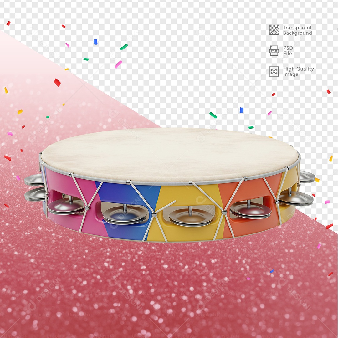 Pandeiro 3D Elemento Para Composição PSD