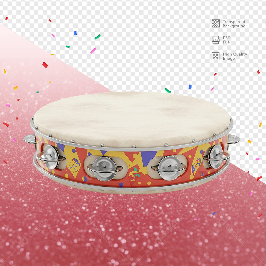 Pandeiro 3D Elemento Para Composição PSD
