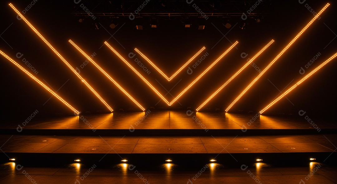 Cenário de Palco iluminado com luzes neon