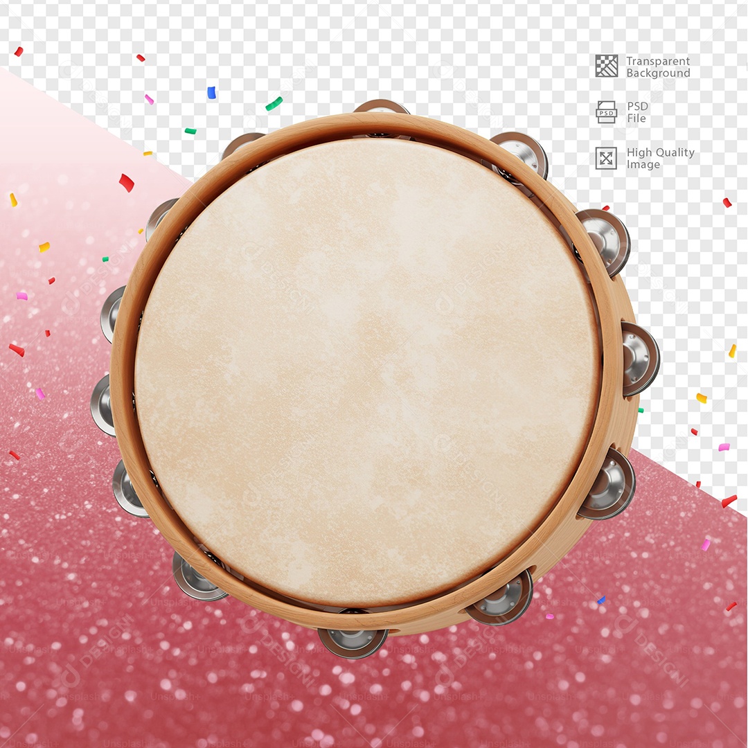 Pandeiro 3D Elemento Para Composição PSD