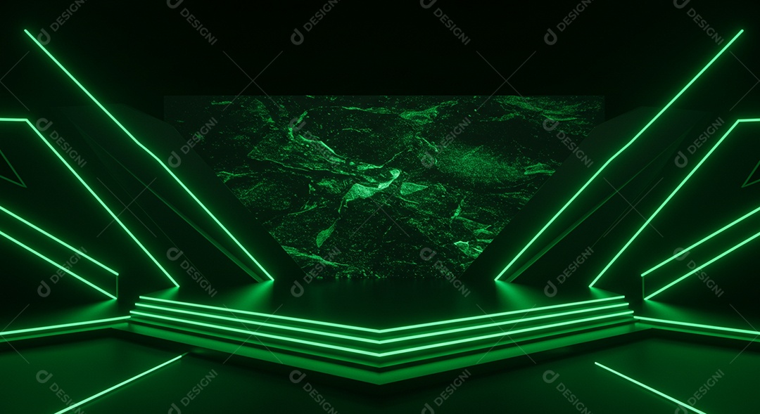 Cenário de Palco iluminado com luzes neon