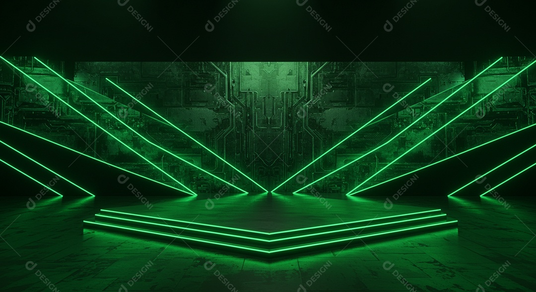 Cenário de Palco iluminado com luzes neon