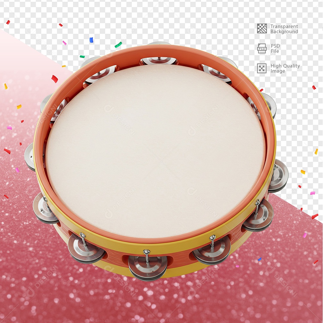 Pandeiro 3D Elemento Para Composição PSD