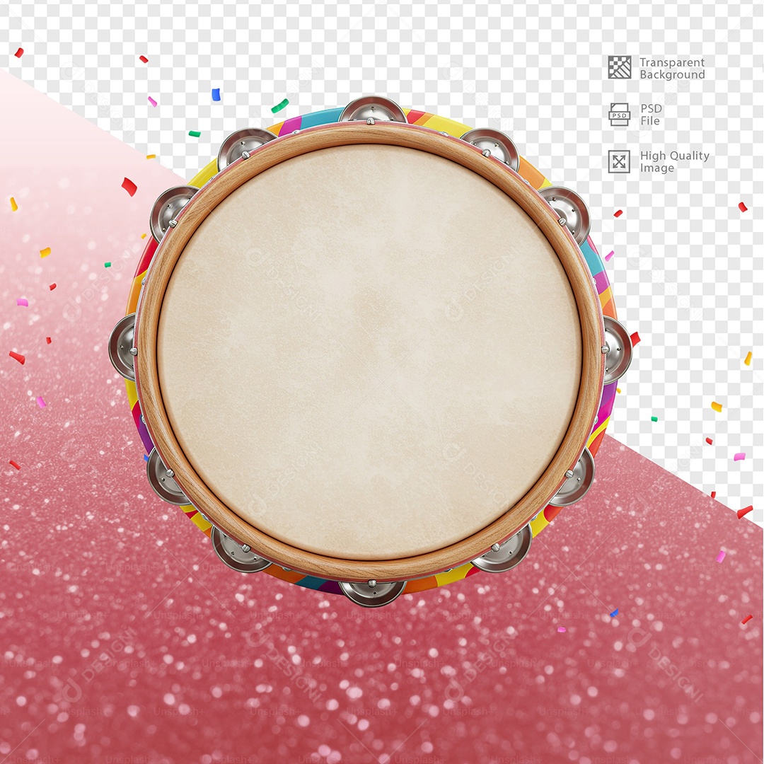 Pandeiro 3D Elemento Para Composição PSD
