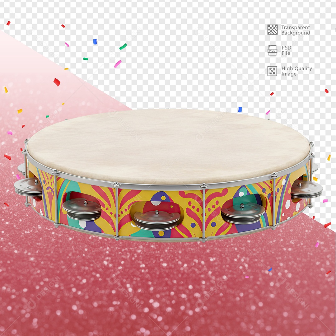 Pandeiro 3D Elemento Para Composição PSD