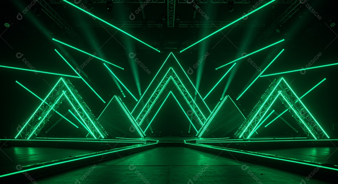 Cenário de Palco iluminado com luzes neon
