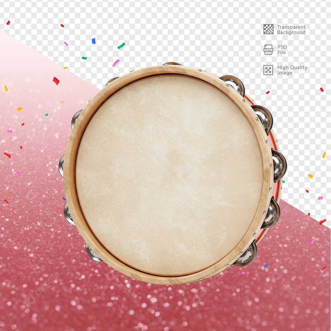 Pandeiro 3D Elemento Para Composição PSD