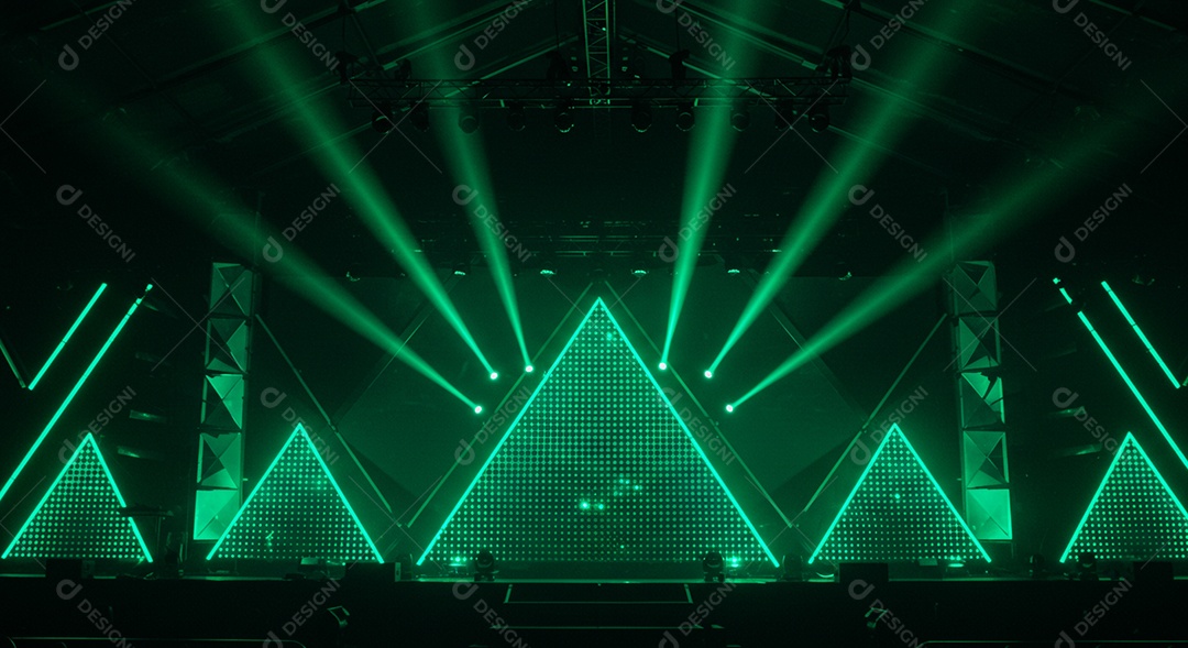 Cenário de Palco iluminado com luzes neon