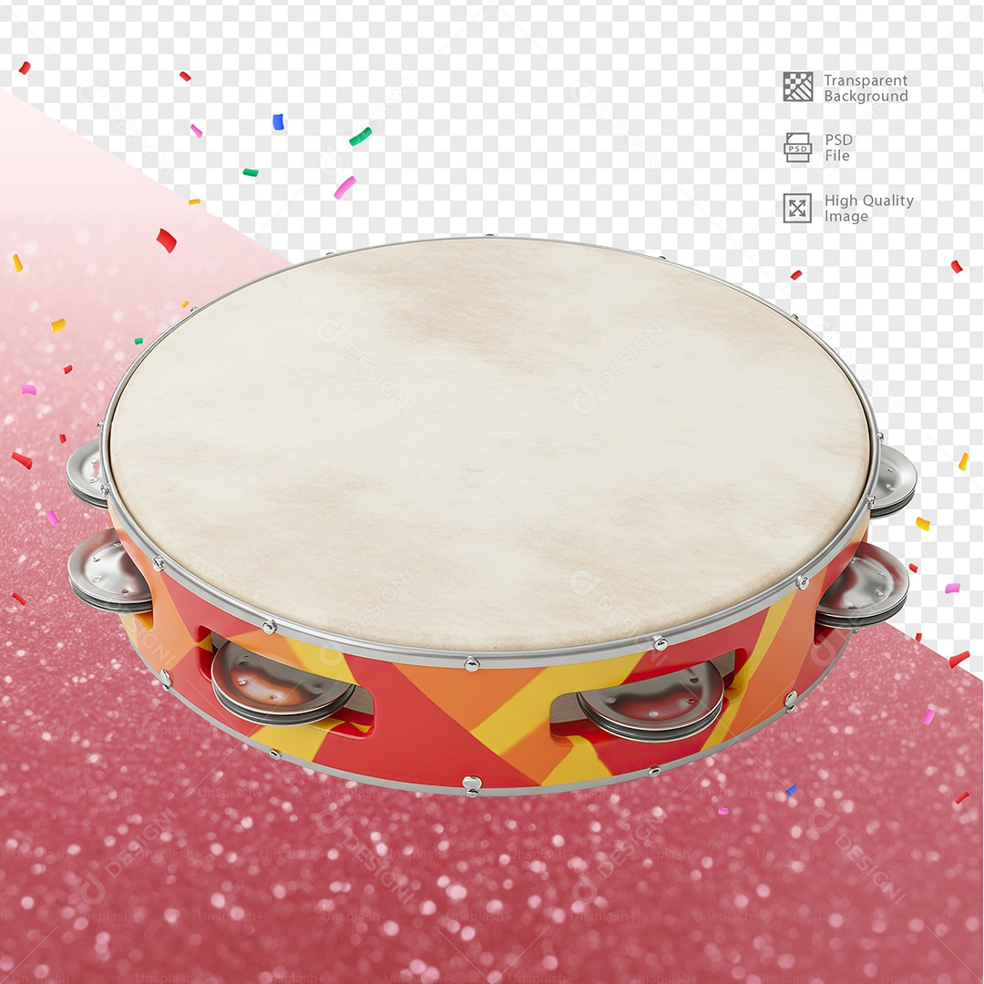 Pandeiro 3D Elemento Para Composição PSD