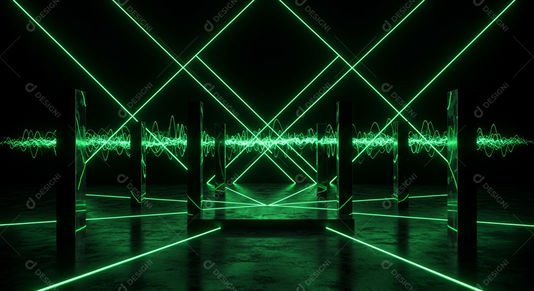 Cenário de Palco iluminado com luzes neon