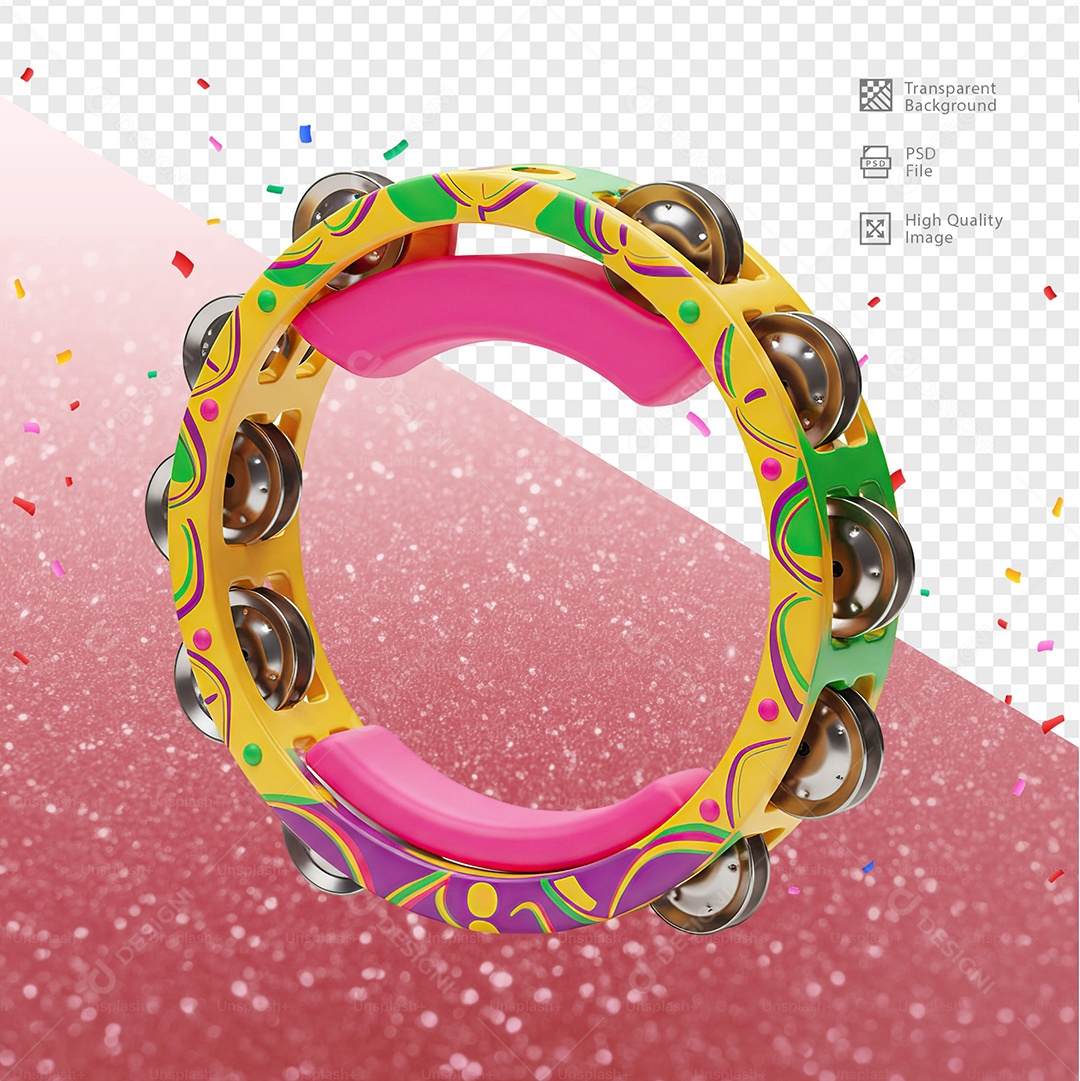 Pandeiro 3D Elemento Para Composição PSD