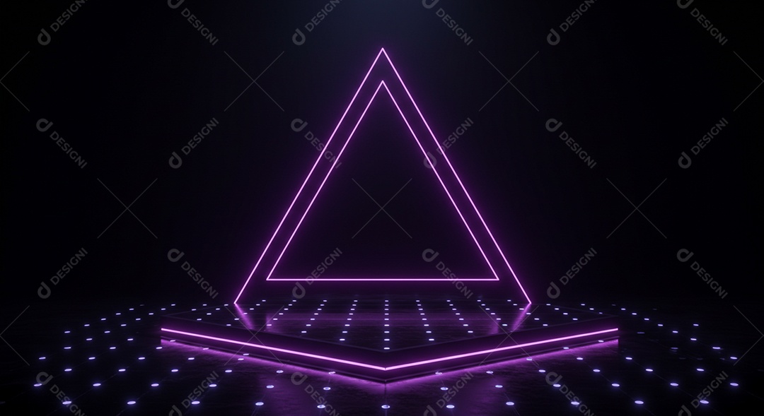 Cenário de Palco iluminado com luzes neon