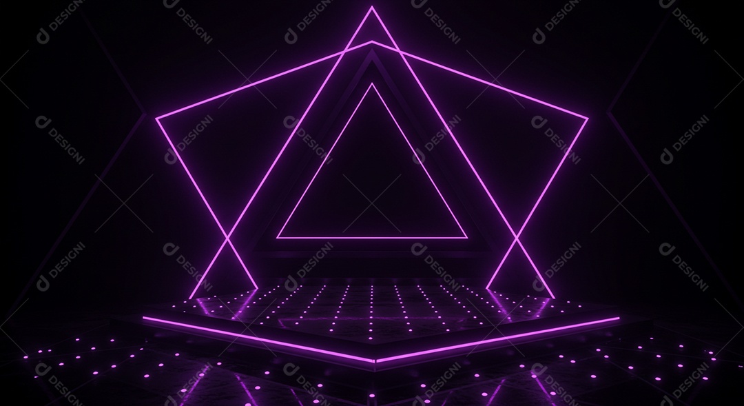 Cenário de Palco iluminado com luzes neon