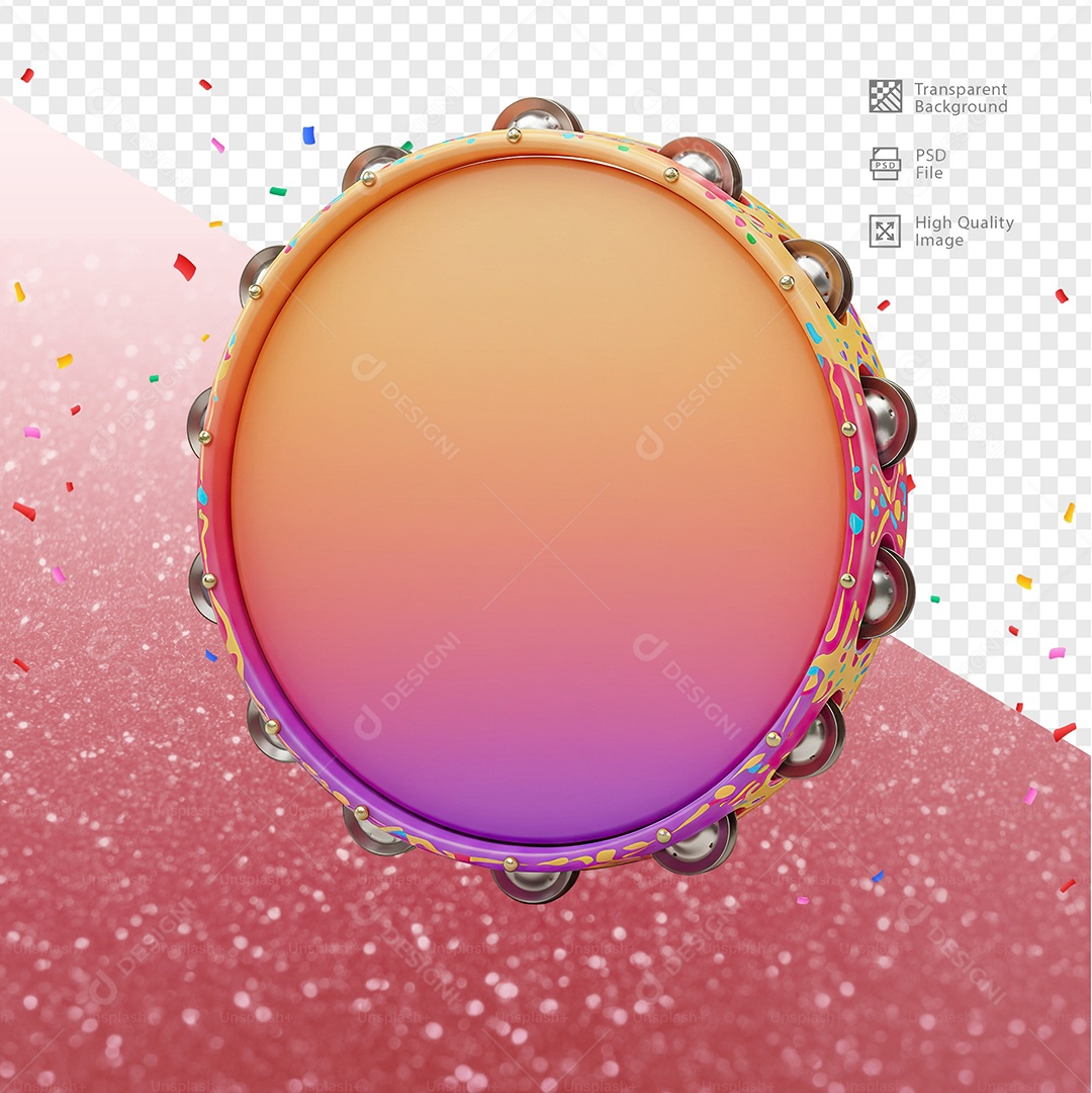 Pandeiro 3D Elemento Para Composição PSD