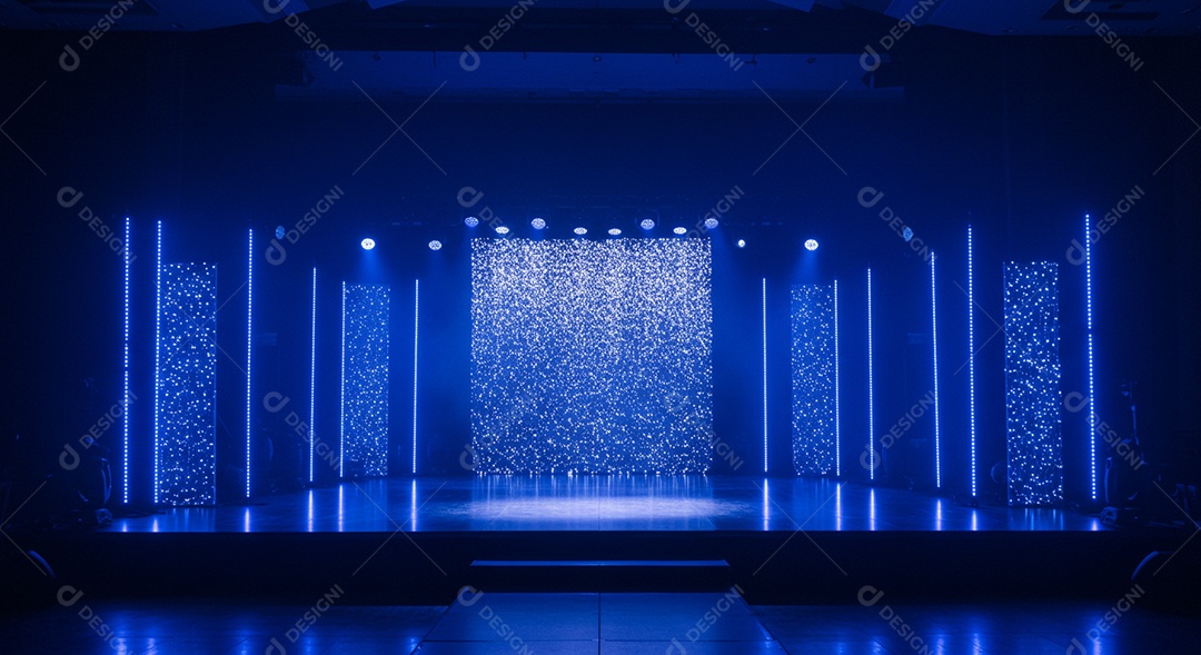 Cenário de Palco iluminado com luzes neon