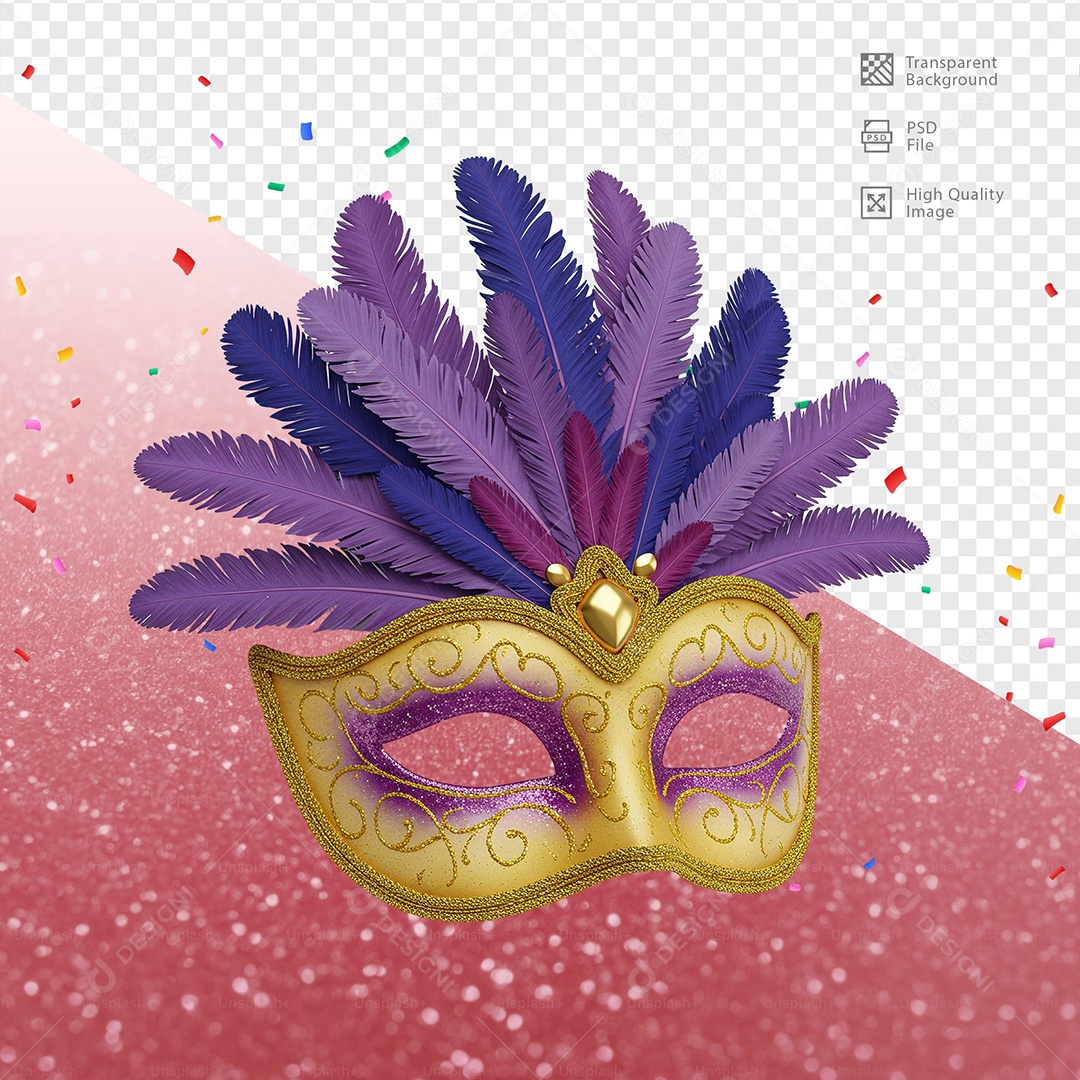 Máscara de Carnaval Para Composição PSD