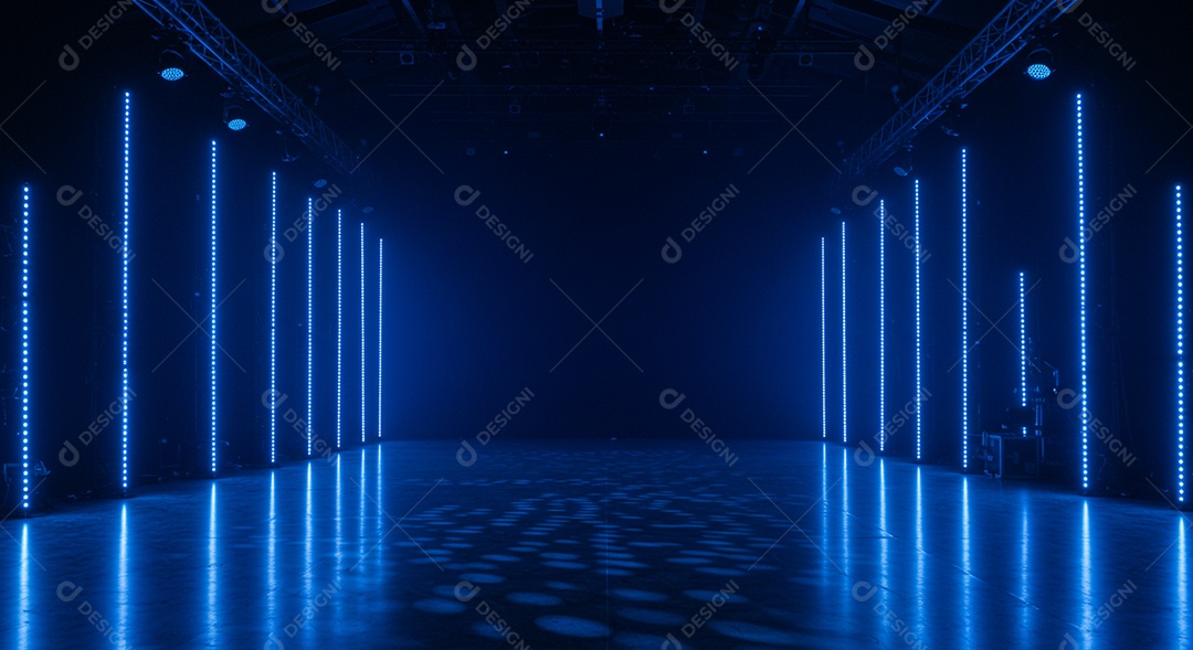 Cenário de Palco iluminado com luzes neon