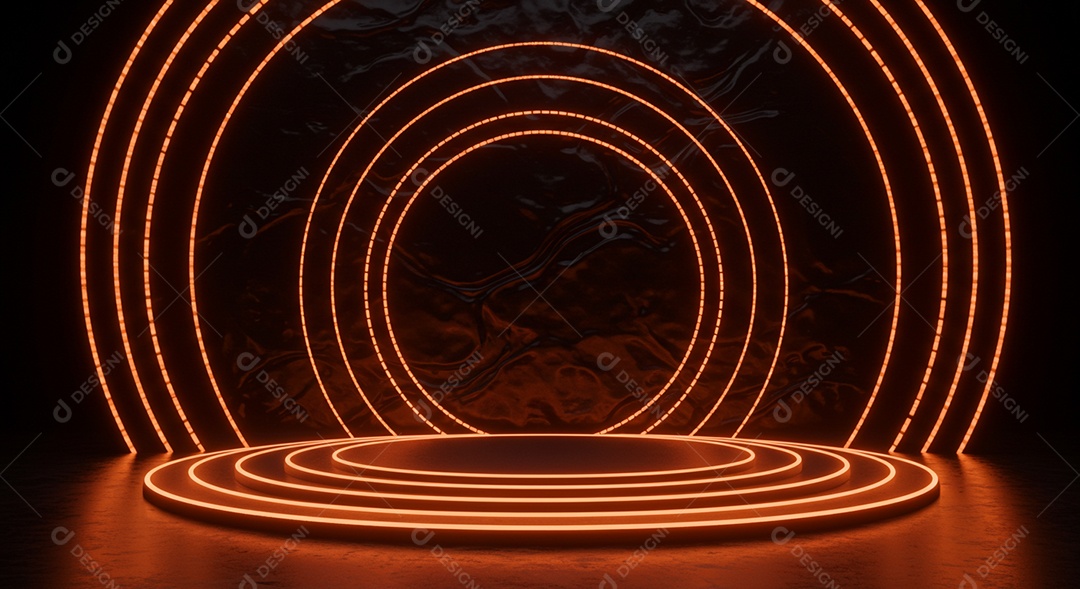 Cenário de Palco iluminado com luzes neon