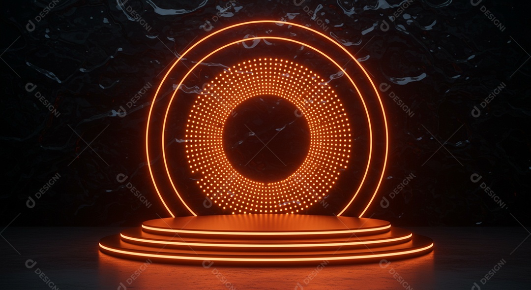 Cenário de Palco iluminado com luzes neon