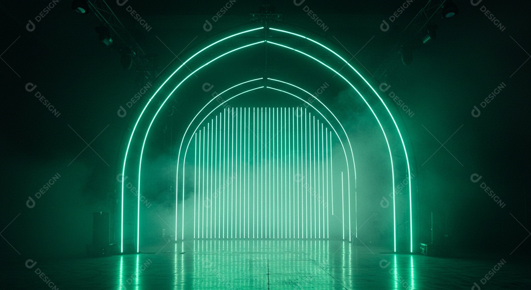 Cenário de Palco iluminado com luzes neon