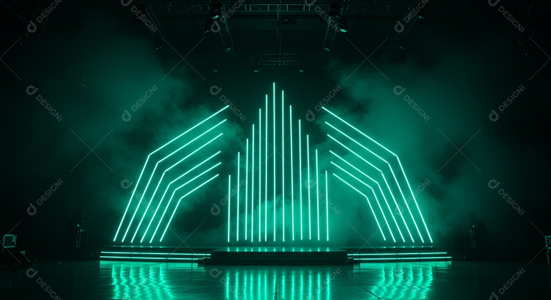 Cenário de Palco iluminado com luzes neon