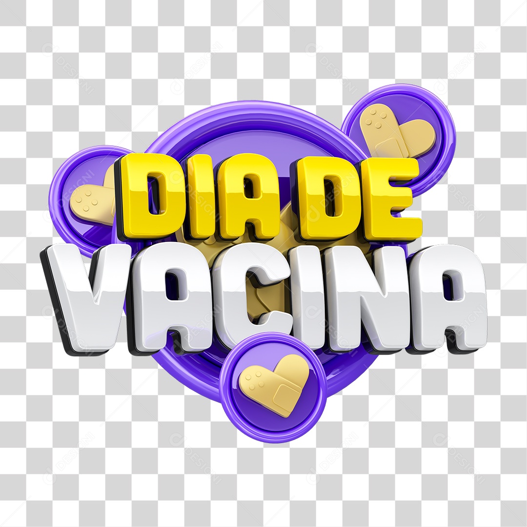 Selo 3D Dia de Vacina PNG Transparente