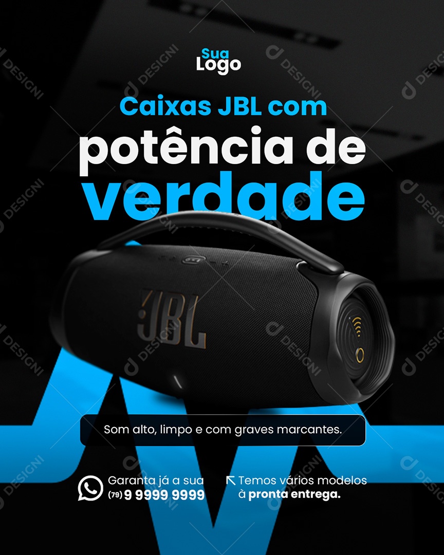 Eletrônico Caixas JBL Com Potência de Verdade Social Media PSD Editável