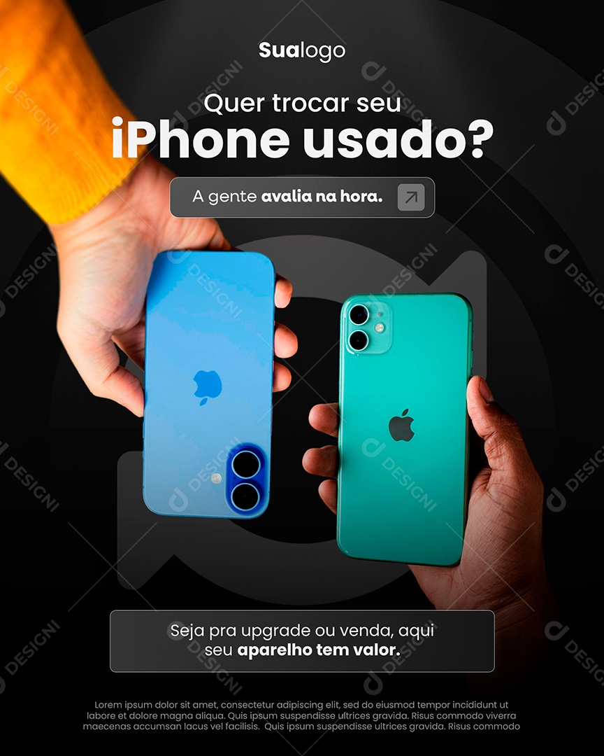 Eletrônico Quer Trocar Seu IPhone Usado Social Media PSD Editável