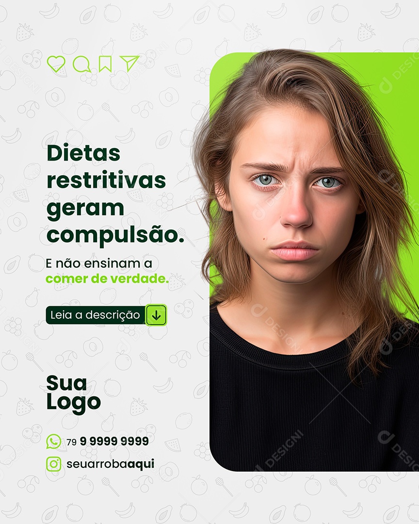 Nutricionista Dietas Restritivas Geram Compulsão Social Media PSD Editável