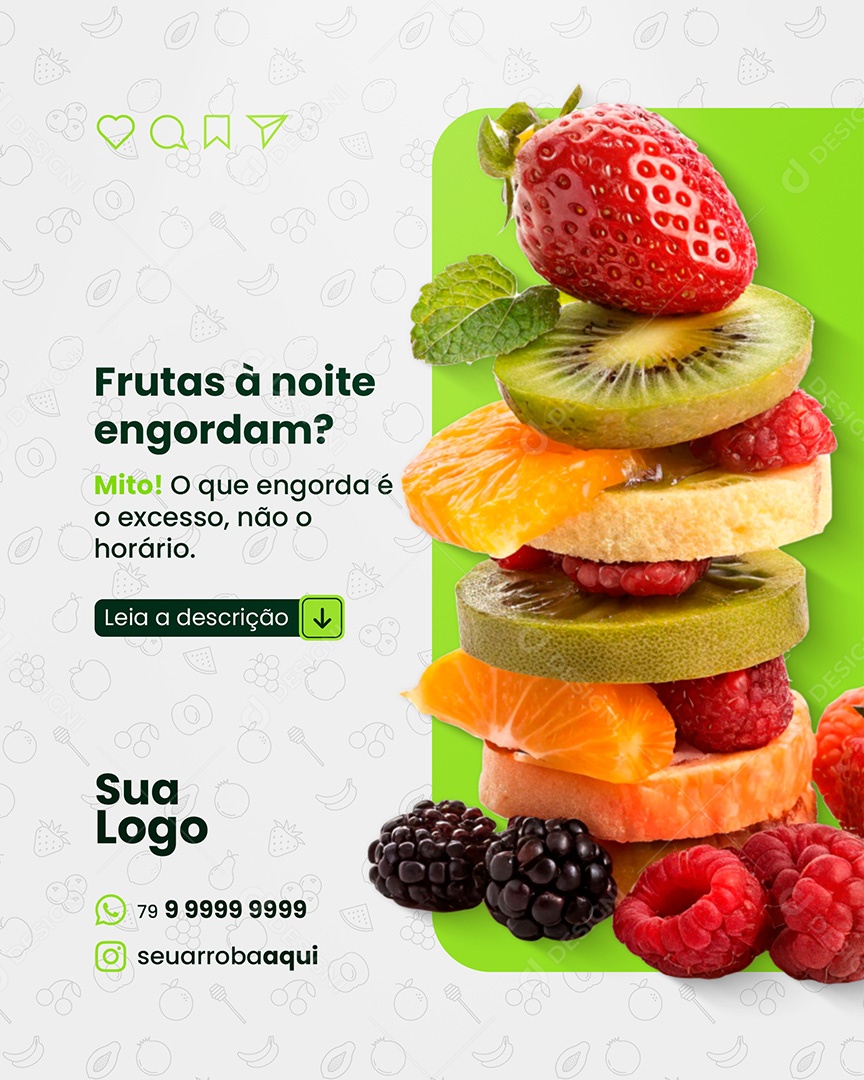 Nutricionista Frutas à Noite Engordam Social Media PSD Editável