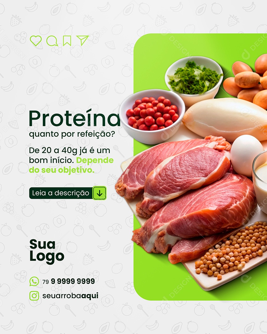 Nutricionista Proteína Quanto por Refeição Social Media PSD Editável
