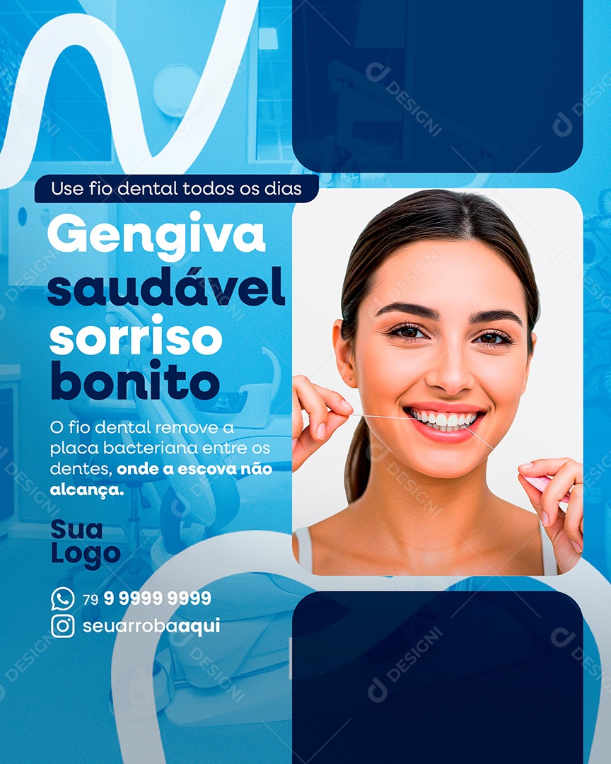 Use Fio Dental Todos os Dias Social Media PSD Editável