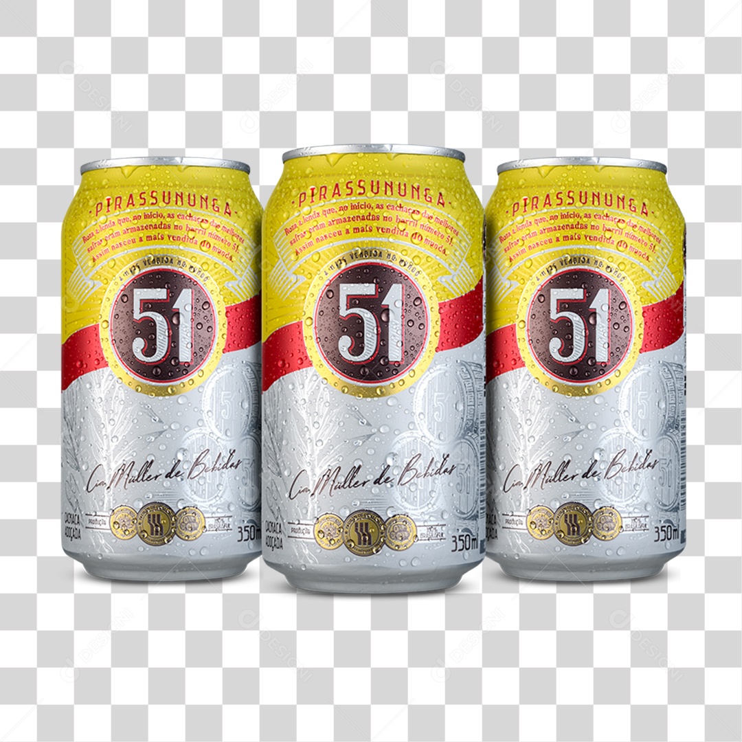 Latas de Cachaça 51 PNG Transparente