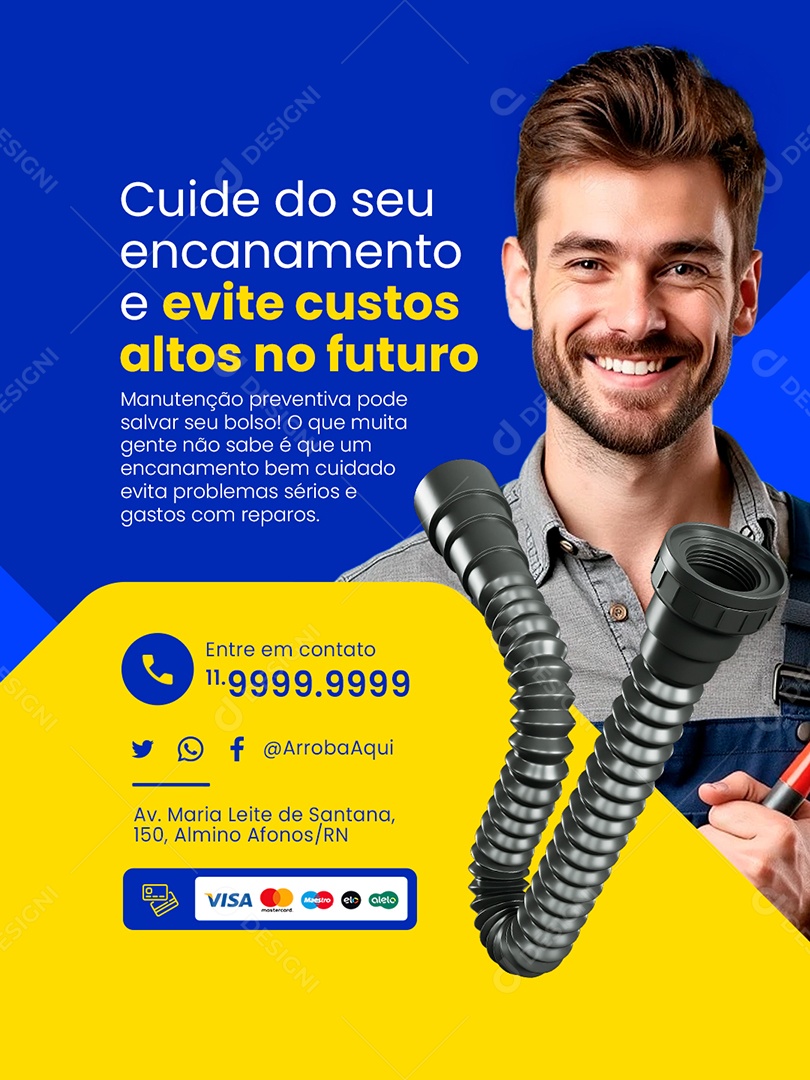 Encanador Cuide do Seu Encanamento Social Media PSD Editável