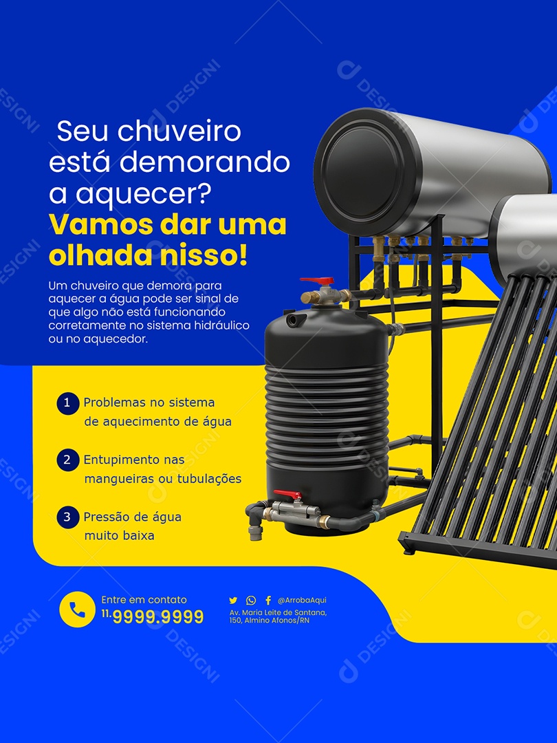 Encanador Seu Chuveiro Está Demorando Social Media PSD Editável