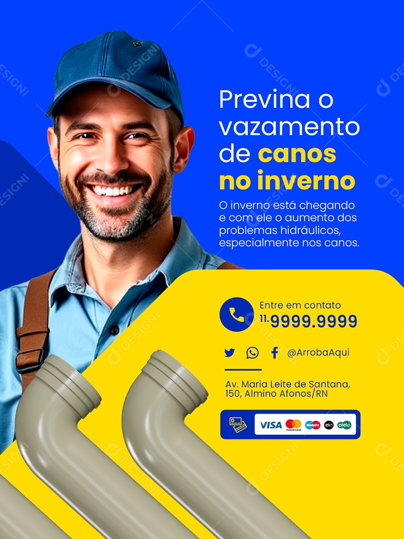 Encanador Previna o Vazamento de Canos no Inverno Social Media PSD Editável