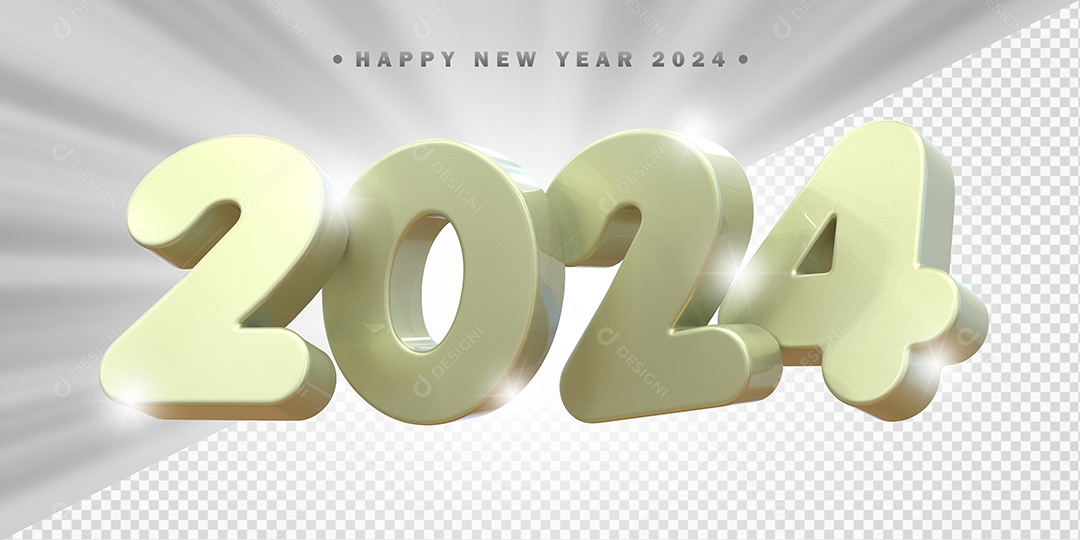 Elemento 3D 2024 Branco Para Composição PSD