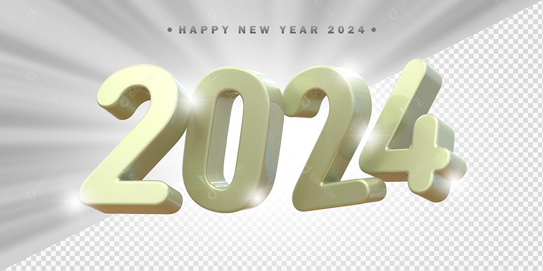 Elemento 3D 2024 Branco Para Composição PSD