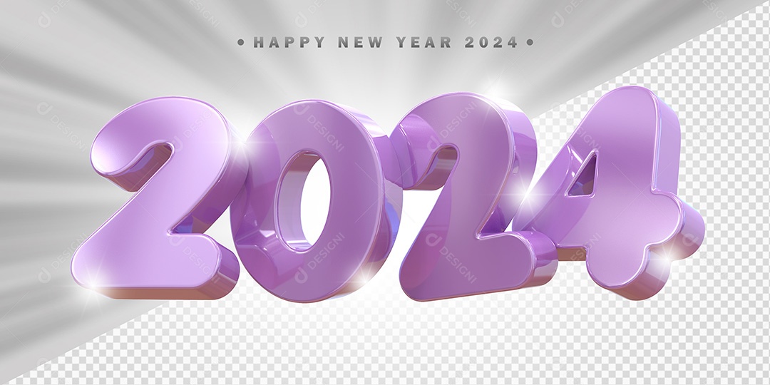 Elemento 3D 2024 Roxo Claro Para Composição PSD