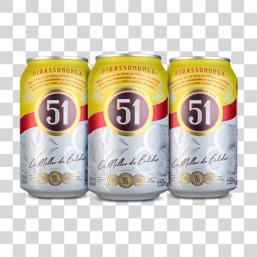 Latas de Cachaça 51 PNG Transparente