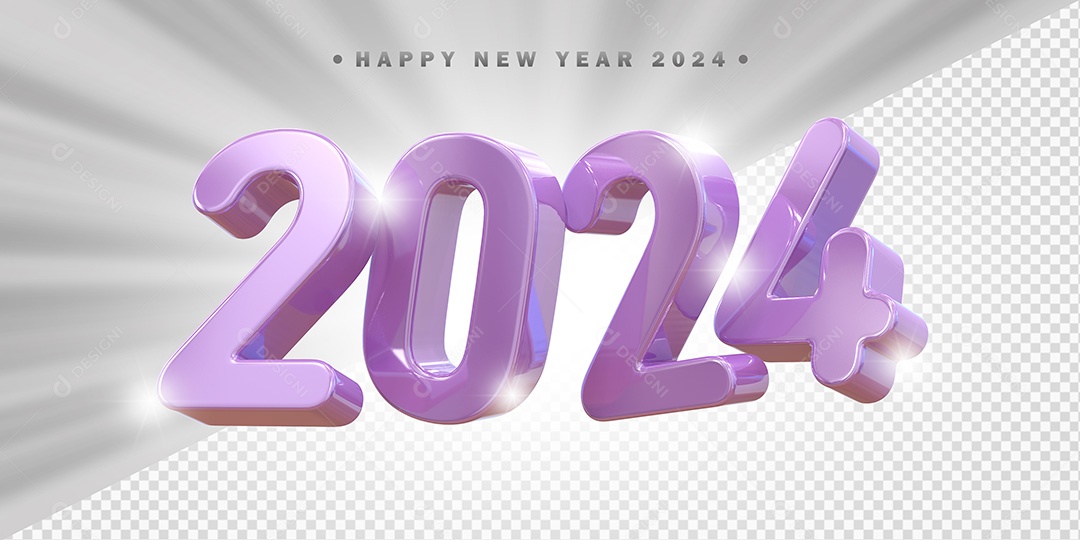 Elemento 3D 2024 Roxo Claro Para Composição PSD