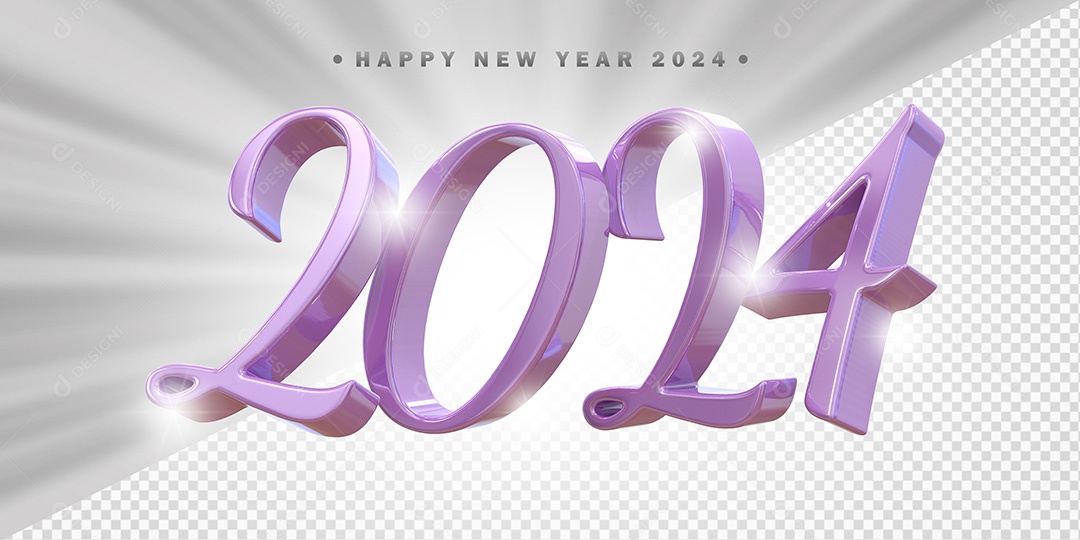 Elemento 3D 2024 Roxo Claro Para Composição PSD