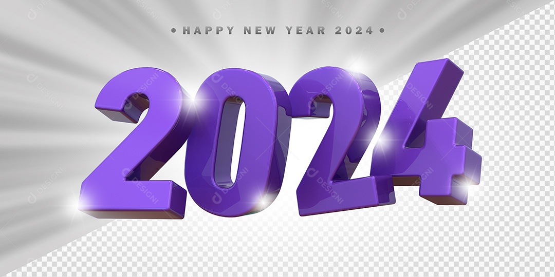 Elemento 3D 2024 Roxo Para Composição PSD