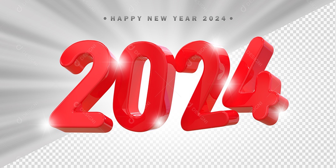 Elemento 3D 2024 Vermelho Para Composição PSD