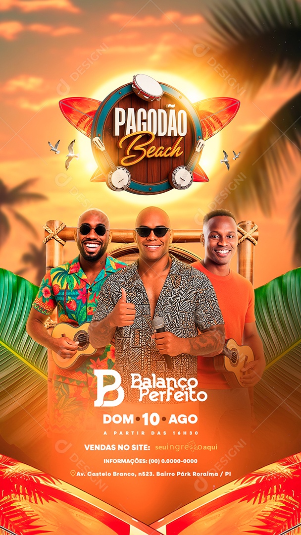 Story Flyer Pagodão Beach Social Media PSD Editável
