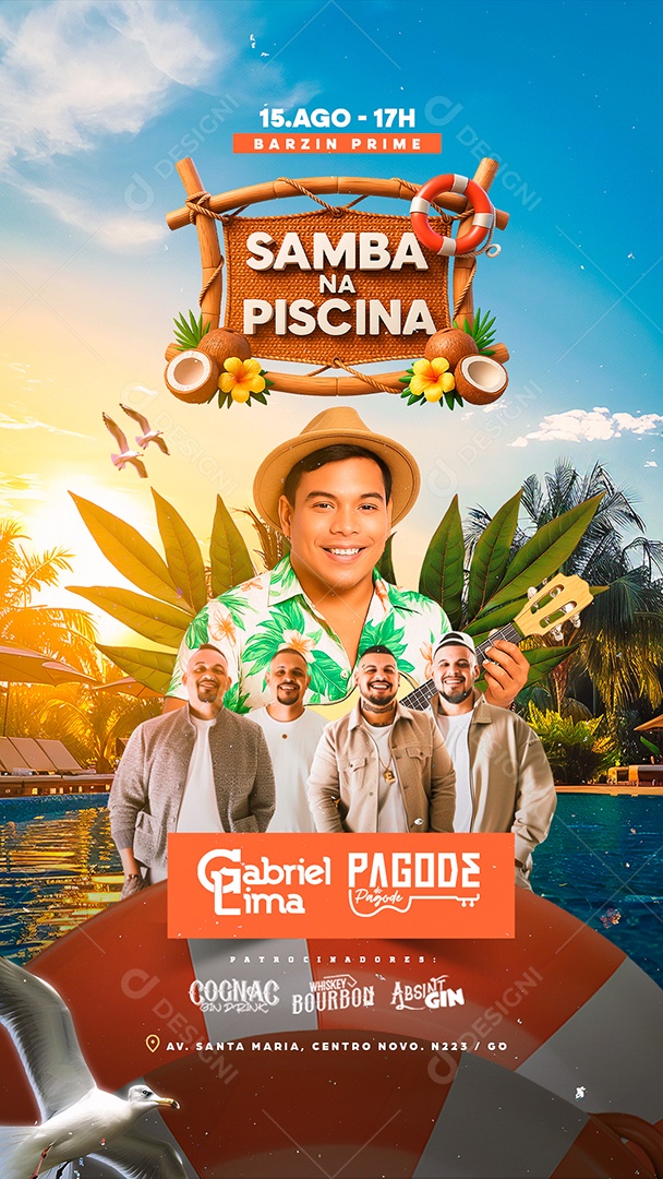 Story Flyer Samba na Piscina Social Media PSD Editável