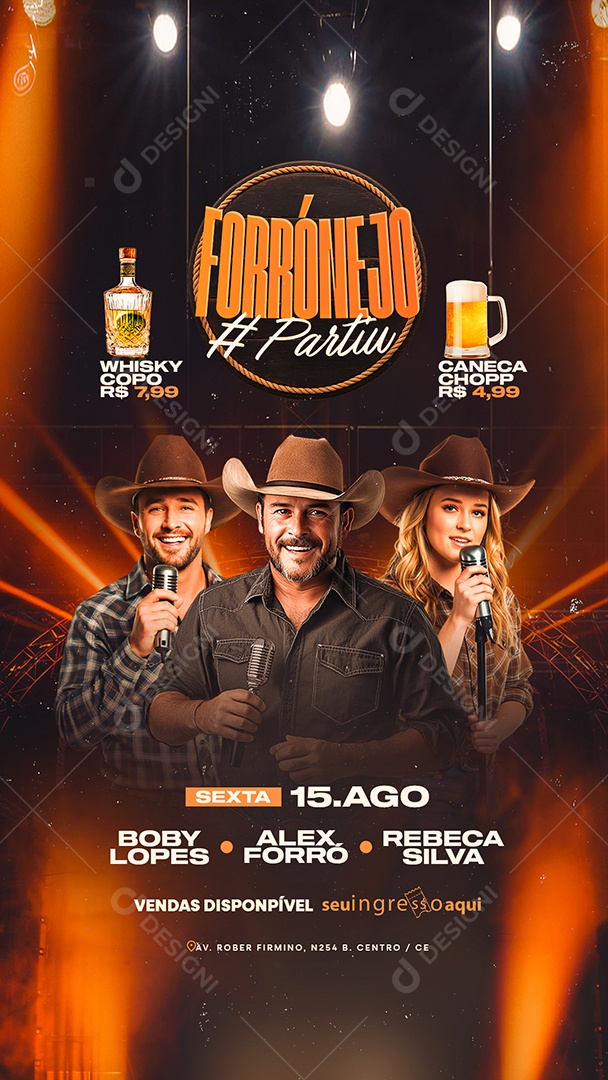 Story Flyer Próximos Shows Forrónejo Partiu Social Media PSD Editável