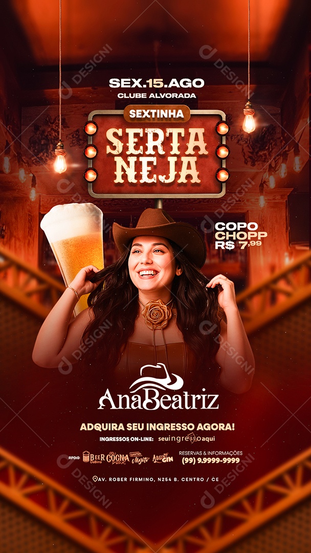 Story Flyer Próximos Shows Sextinha Sertaneja Social Media PSD Editável