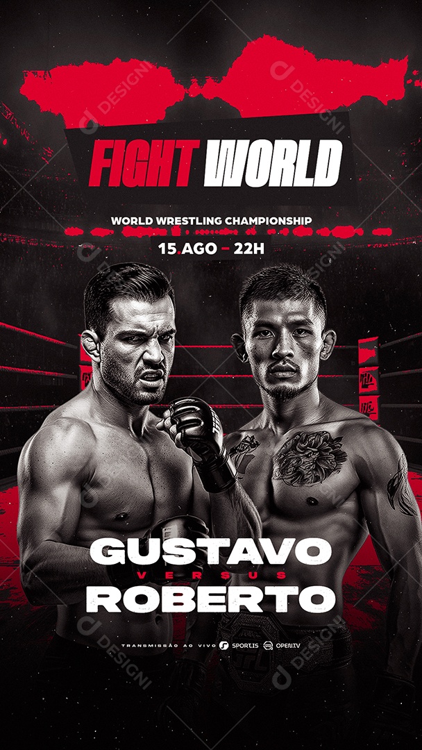Story Campeonato de Luta Fight World Social Media PSD Editável
