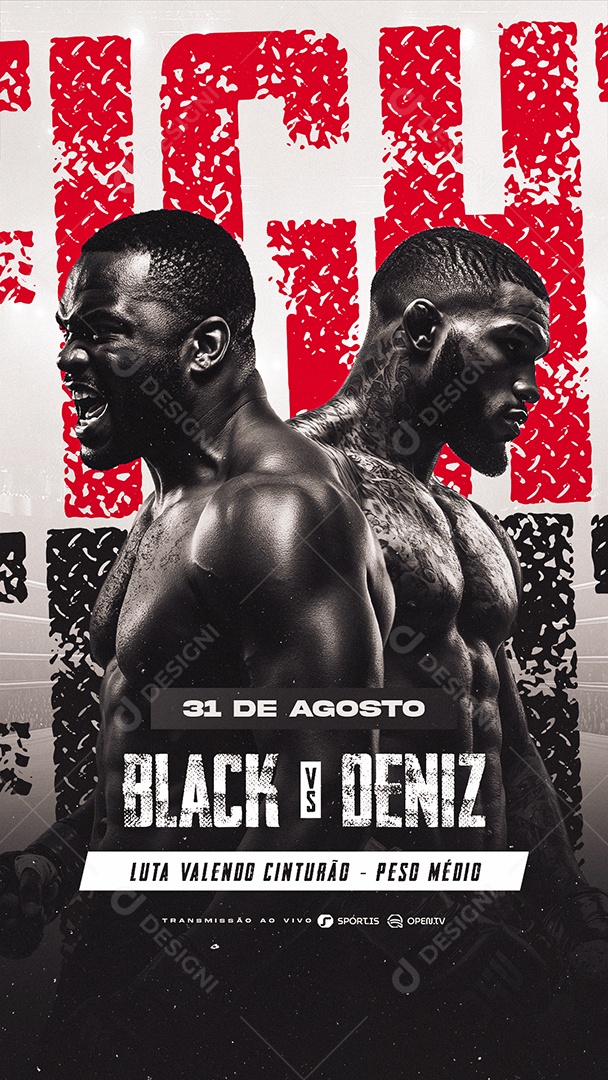 Story Campeonato de Luta Cinturão Peso Médio Social Media PSD Editável